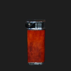 VINTAGE VECTOR LIGHTER MAHOGANY WOOD LACQUER & CHROME CIGAR LIGHTER 3" TALL